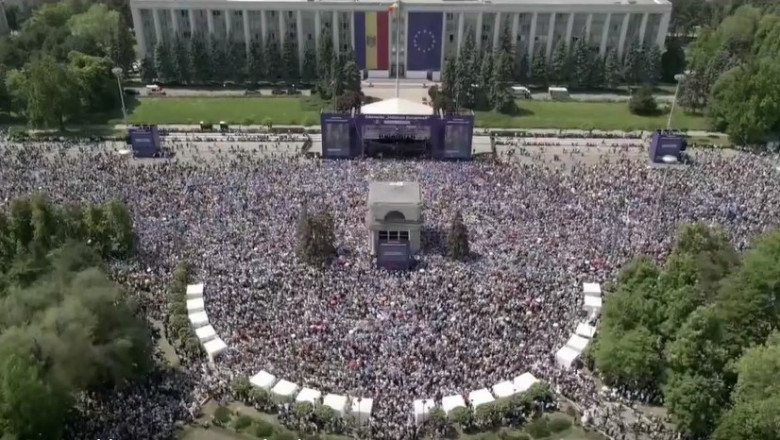 Miting pro-european masiv la Chișinău. Foto: Captură video Facebook