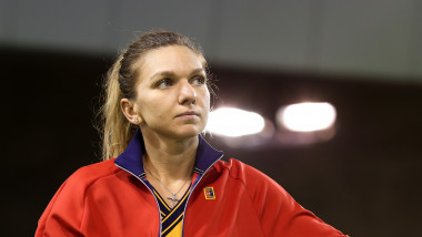 Jucătoarea de tenis Simona Halep participă la evenimentul de lansare a platformei TenisWin în București, pe 17 septembrie 2021.