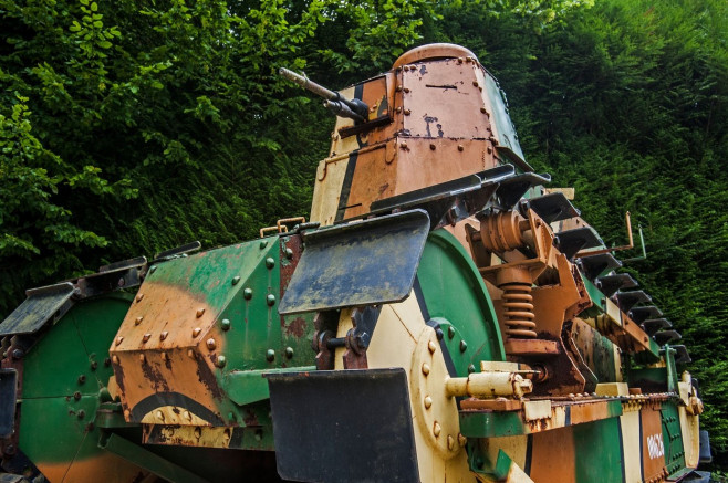 The French light tank Renault FT 17, first World War One armoured tank with a fully rotating turret, Compiègne, France