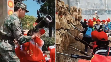 Copiii învață să tragă cu lansatorul de grenade antitanc și să se lupte cu baioneta în taberele de vară din China