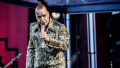 Till Lindemann, solistul trupei Rammstein, în concert