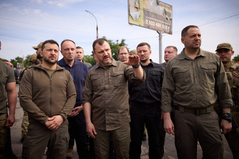 Ukrainian President Zelenskyy visits flood-hit Kherson region