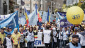 Federatia Sindicatelor Libere din Invatamant, Federatia Sindicatelor din Educatie „SPIRU HARET” si Federatia Nationala Sindicala „ALMA MATER organizeaza un mars de protest, in Bucuresti, Romania, miercuri, 10 mai 2023