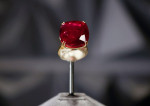 New York, United States. 01st June, 2023. Estrela de FURA: 55.22, the cushion-cut ruby weighing 55.22 carats set as a ring size 6, is on display and to be auctioned as part of the Magnificent Jewels Sale at Sotheby's in New York City on Thursday, June 1,