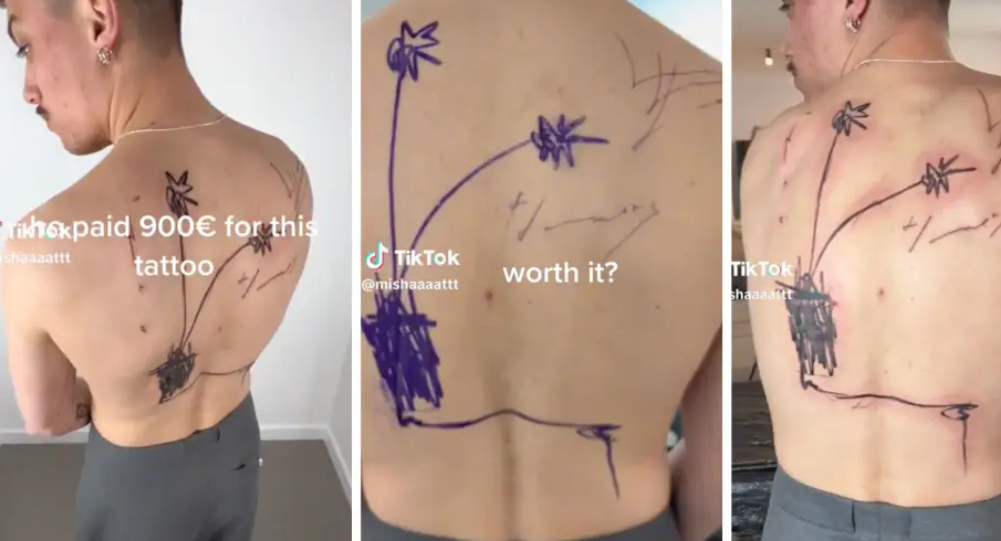 Un tatuator din Berlin și-a prezentat „opera” desenată pe un client, care a costat 900 de euro. Clipul a devenit viral