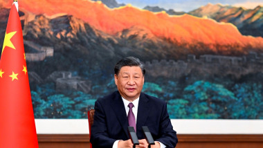 Xi Jinping, președintele Chinei, participă la Forumul Economic Eurasiatic prin videoconferință, de la Beijing, pe 24 mai 2023.