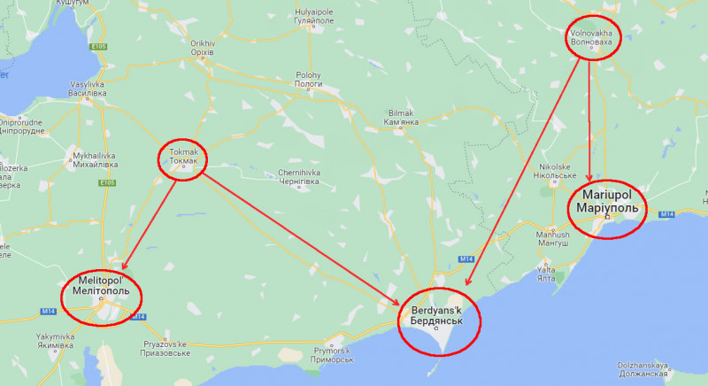 posibile direcții de atac ale ucrainenilor