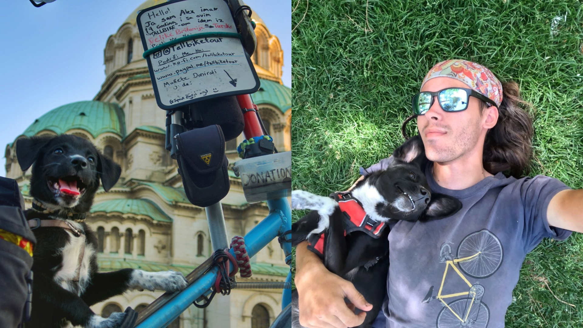 Un britanic a plecat într-o călătorie în jurul lumii cu bicicleta și cățelul comunitar pe care l-a găsit în România
