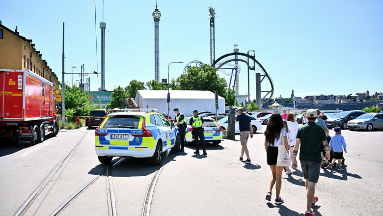 Rollercoaster Jetline derails in Gröna Lund amusement park, Stockholm, Sweden - 25 Jun 2023