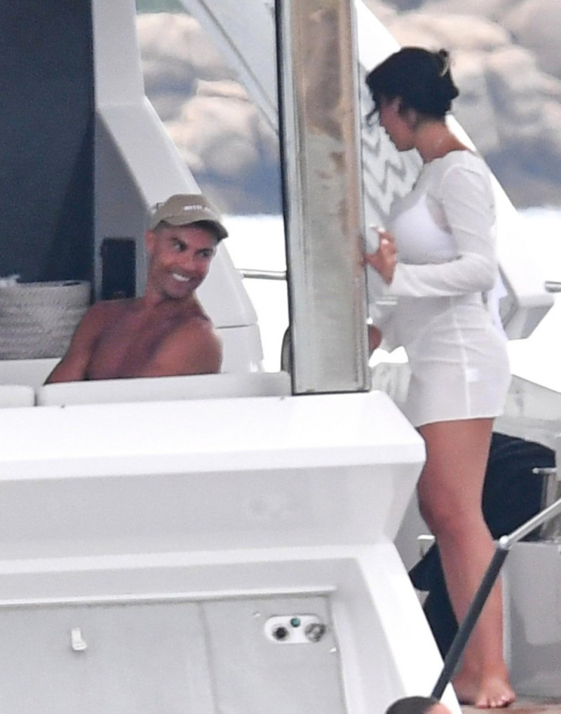 *EXCLUSIVE* Portuguese football star Cristiano Ronaldo enjoys family time aboard a yacht in Sardinia