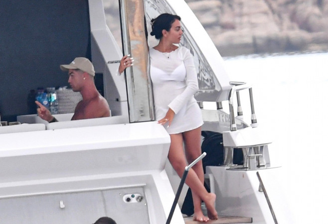 *EXCLUSIVE* Portuguese football star Cristiano Ronaldo enjoys family time aboard a yacht in Sardinia