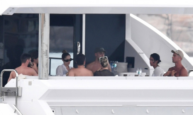 *EXCLUSIVE* Portuguese football star Cristiano Ronaldo enjoys family time aboard a yacht in Sardinia