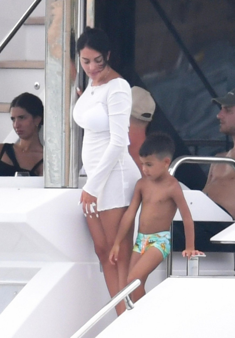 *EXCLUSIVE* Portuguese football star Cristiano Ronaldo enjoys family time aboard a yacht in Sardinia