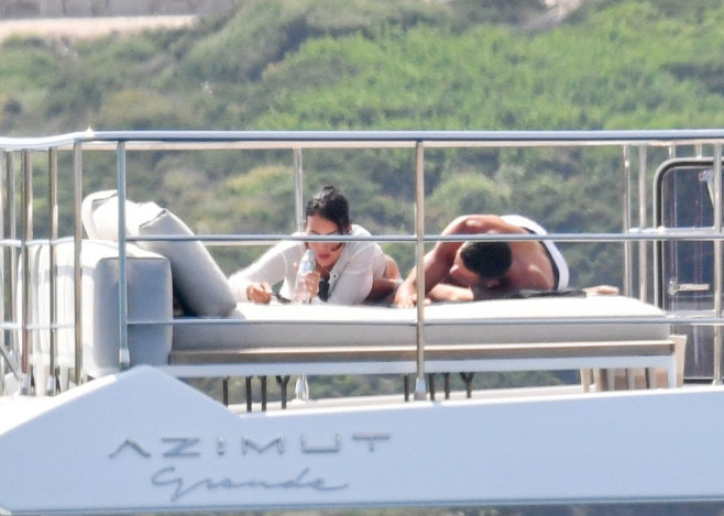 *EXCLUSIVE* Portuguese football star Cristiano Ronaldo enjoys family time aboard a yacht in Sardinia