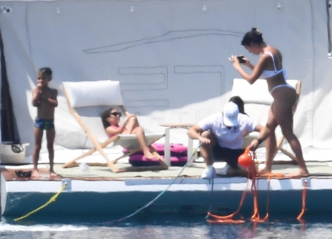 *EXCLUSIVE* Portuguese football star Cristiano Ronaldo enjoys family time aboard a yacht in Sardinia