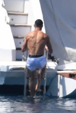 *EXCLUSIVE* Portuguese football star Cristiano Ronaldo enjoys family time aboard a yacht in Sardinia