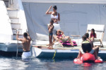 *EXCLUSIVE* Portuguese football star Cristiano Ronaldo enjoys family time aboard a yacht in Sardinia