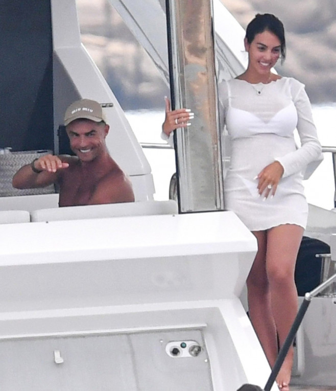 *EXCLUSIVE* Portuguese football star Cristiano Ronaldo enjoys family time aboard a yacht in Sardinia