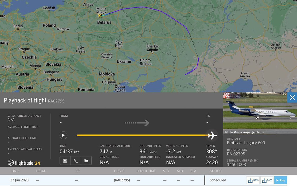 Prigojin scapă de dosarul penal deschis de FSB pentru rebeliune armată. Avionul său privat a aterizat la Minsk