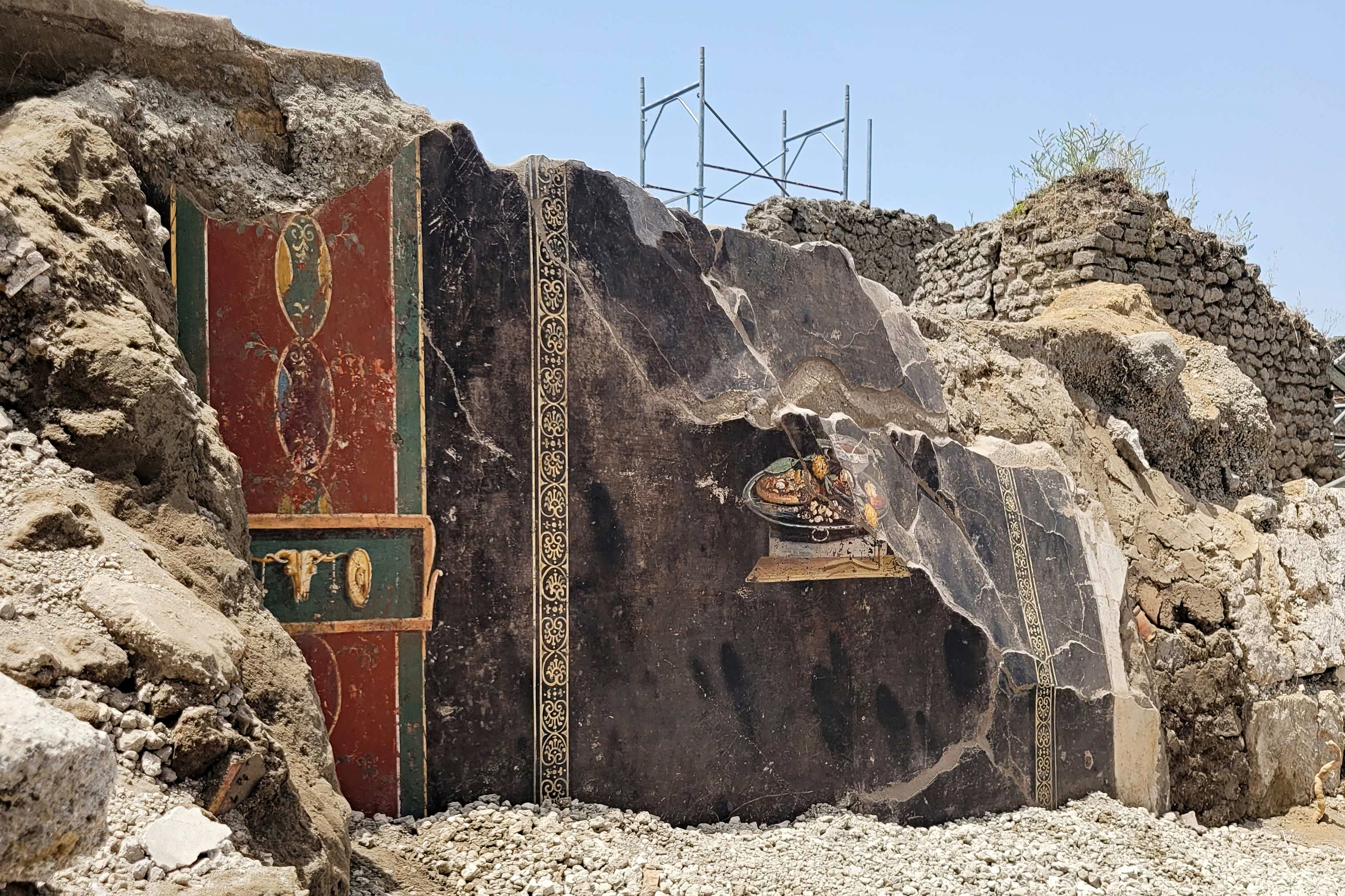 Arheologii au descoperit o pictură cu o pizza în ruinele orașului antic Pompei