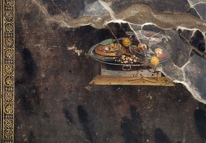 Pompeii - Discovery Of A Still Life Painting With Pizza Ancestor, Italy - 22 Jun 2023