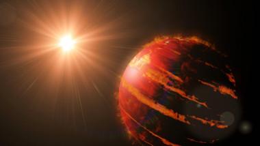 ilustrație cu o exoplanetă de tip "Jupiter fierbinte'"