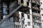 Blast at residential high rise in Kyiv, Ukraine - 22 Jun 2023