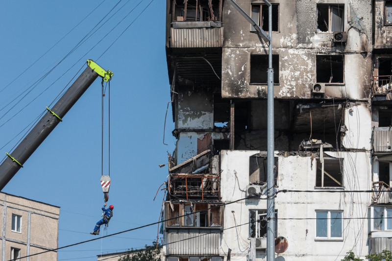 Blast at residential high rise in Kyiv, Ukraine - 22 Jun 2023