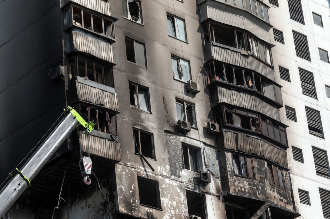 Blast at residential high rise in Kyiv, Ukraine - 22 Jun 2023