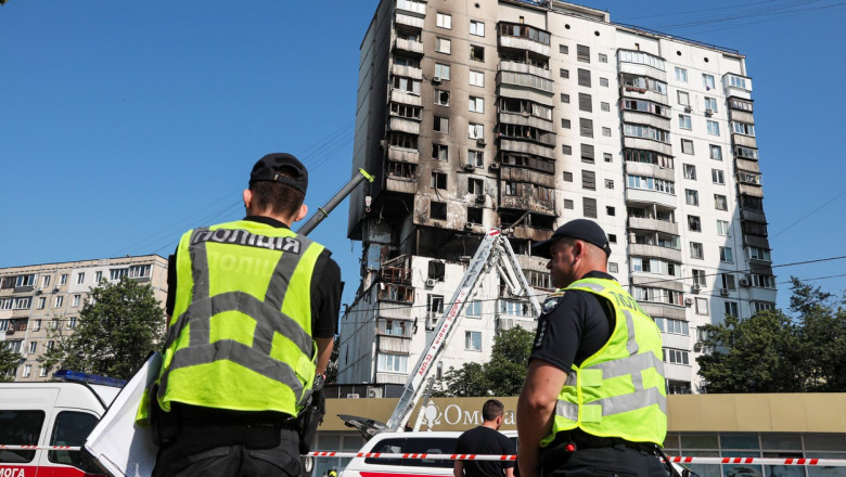 Blast at residential high rise in Kyiv, Ukraine - 22 Jun 2023