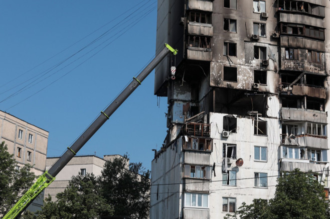 Blast at residential high rise in Kyiv, Ukraine - 22 Jun 2023