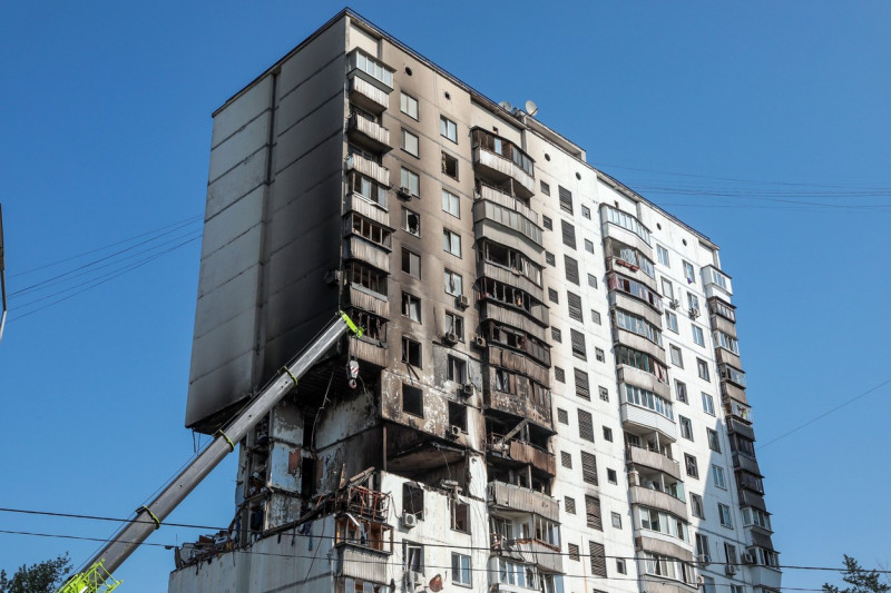 Blast at residential high rise in Kyiv, Ukraine - 22 Jun 2023