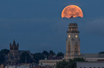 The Buck Moon sets over Barnsley Town Hall