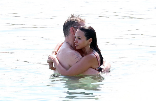 *PREMIUM-EXCLUSIVE* *MUST CALL FOR PRICING* *WEB EMBARGO UNTIL 18:55 HRS UK TIME ON 06/07/23* Hollywood actor Matt Damon packs on the PDA with his wife Luciana Bozan Barroso while enjoying a day at the Paraga beach, at Tasos Taverna, in Mykonos.