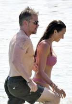 *PREMIUM-EXCLUSIVE* *MUST CALL FOR PRICING* *WEB EMBARGO UNTIL 18:55 HRS UK TIME ON 06/07/23* Hollywood actor Matt Damon packs on the PDA with his wife Luciana Bozan Barroso while enjoying a day at the Paraga beach, at Tasos Taverna, in Mykonos.