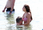 *PREMIUM-EXCLUSIVE* *MUST CALL FOR PRICING* *WEB EMBARGO UNTIL 18:55 HRS UK TIME ON 06/07/23* Hollywood actor Matt Damon packs on the PDA with his wife Luciana Bozan Barroso while enjoying a day at the Paraga beach, at Tasos Taverna, in Mykonos.