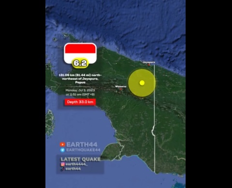 Cutremur cu magnitudinea 6,2 în provincia indoneziană Papua
