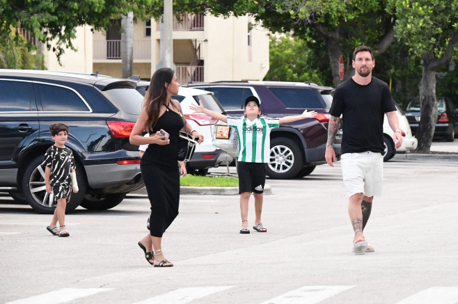 EXCLUSIVE: Lionel Messi and his wife Antonella start adjusting to life in America as they take their three sons to a Miami supermarket