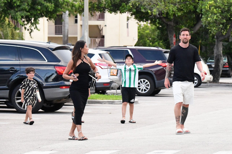 EXCLUSIVE: Lionel Messi and his wife Antonella start adjusting to life in America as they take their three sons to a Miami supermarket