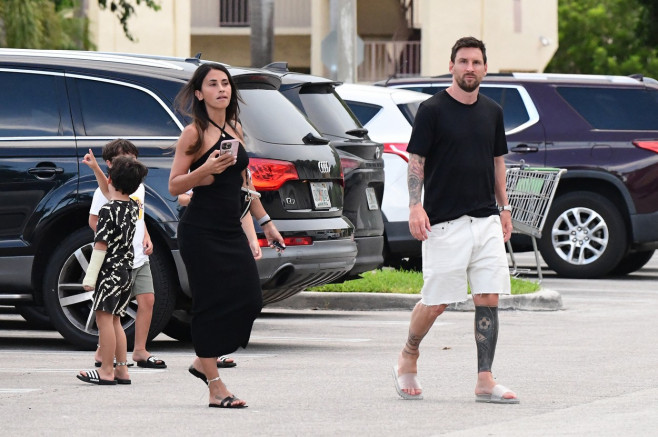 EXCLUSIVE: Lionel Messi and his wife Antonella start adjusting to life in America as they take their three sons to a Miami supermarket