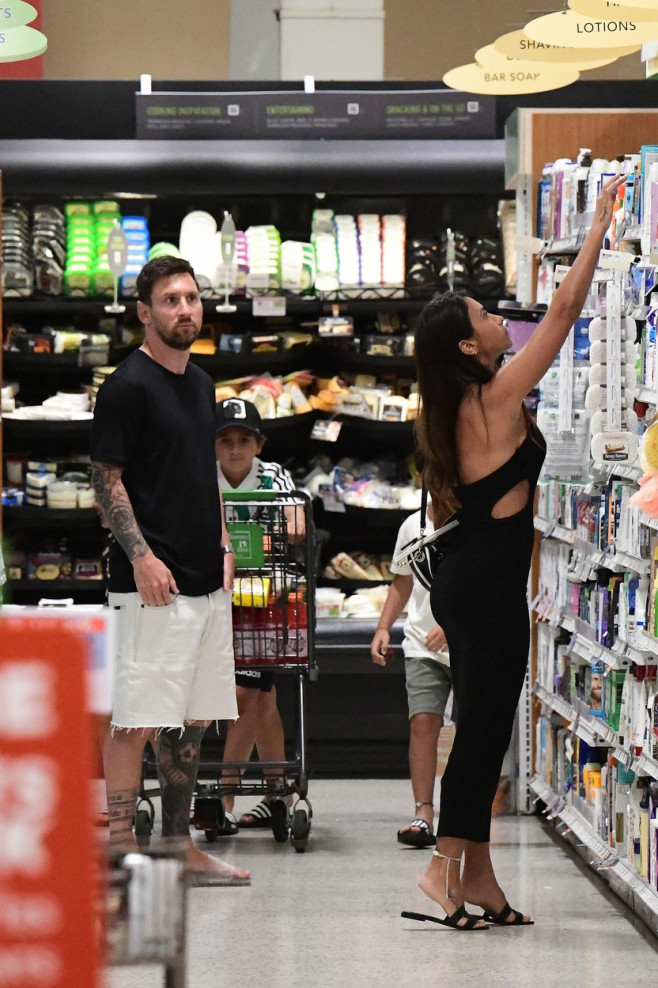 EXCLUSIVE: Lionel Messi and his wife Antonella start adjusting to life in America as they take their three sons to a Miami supermarket