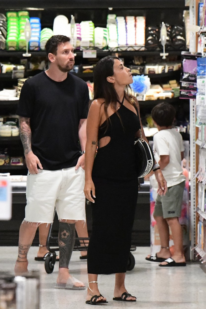 EXCLUSIVE: Lionel Messi and his wife Antonella start adjusting to life in America as they take their three sons to a Miami supermarket