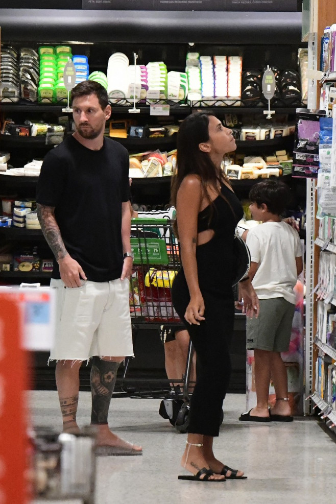 EXCLUSIVE: Lionel Messi and his wife Antonella start adjusting to life in America as they take their three sons to a Miami supermarket