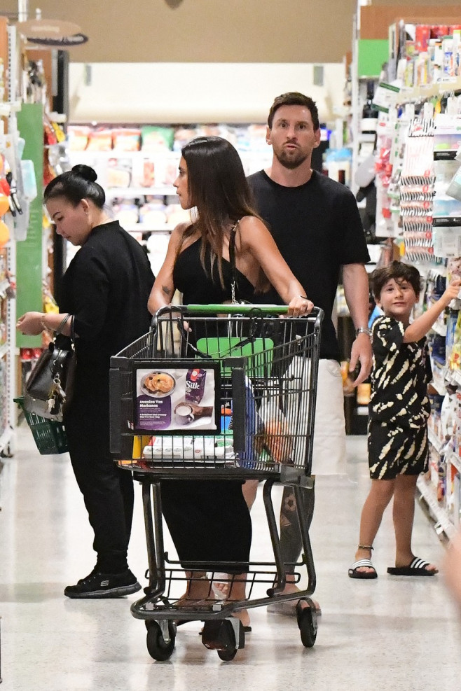 EXCLUSIVE: Lionel Messi and his wife Antonella start adjusting to life in America as they take their three sons to a Miami supermarket