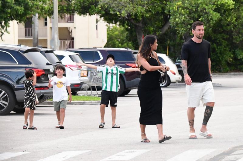 EXCLUSIVE: Lionel Messi and his wife Antonella start adjusting to life in America as they take their three sons to a Miami supermarket