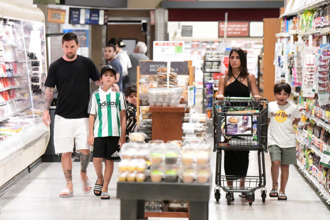 EXCLUSIVE: Lionel Messi and his wife Antonella start adjusting to life in America as they take their three sons to a Miami supermarket