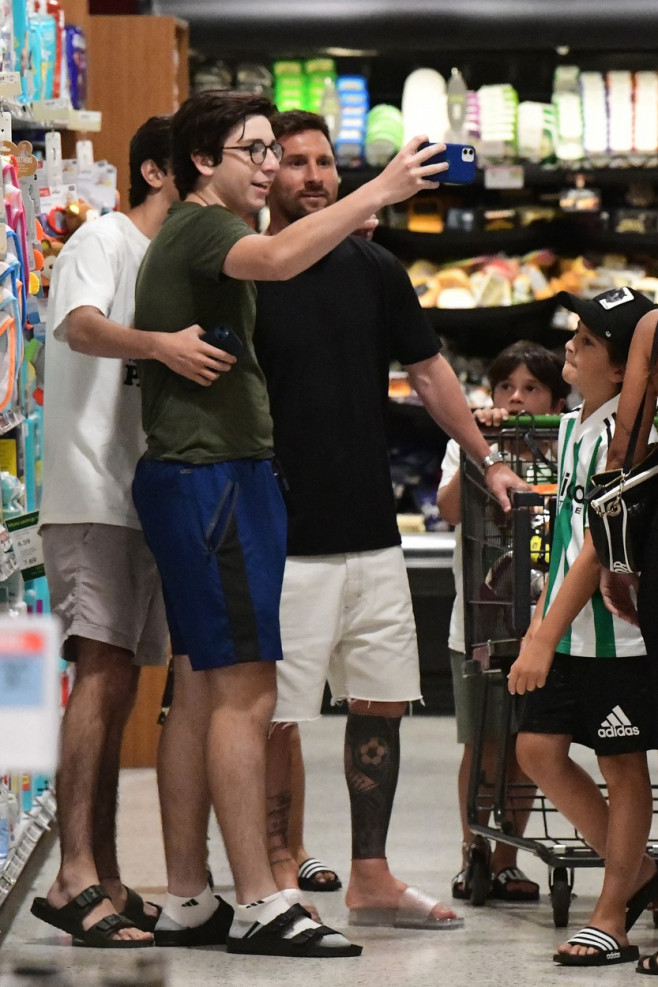 EXCLUSIVE: Lionel Messi and his wife Antonella start adjusting to life in America as they take their three sons to a Miami supermarket