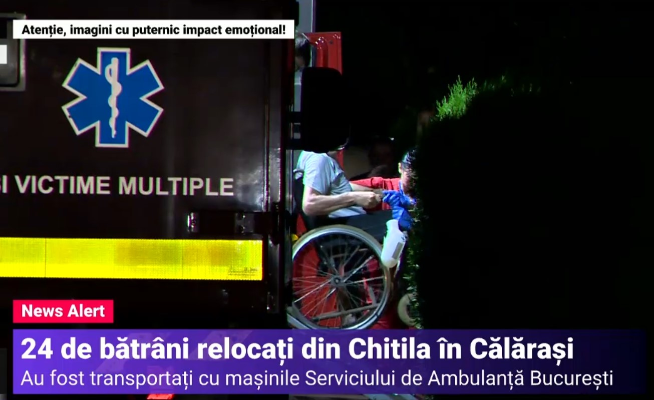 VIDEO 24 de bătrâni evacuați dintr-un azil din Chitila au fost transferați la miezul nopții într-un cămin din Călărași