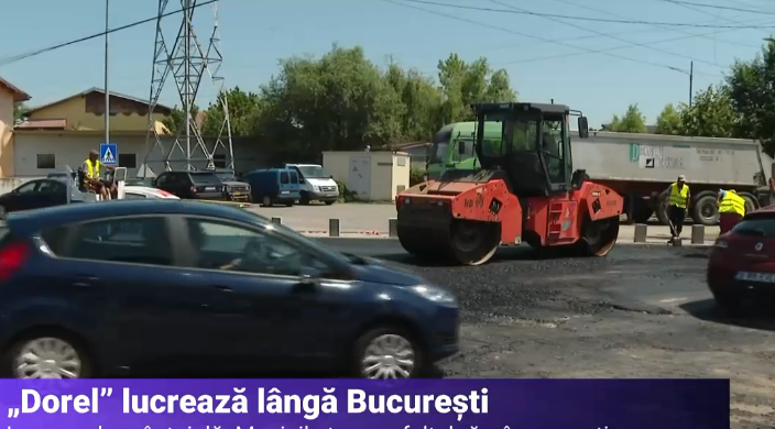 "Dorel" de lângă București. Muncitorii au asfaltat o stradă în timp ce șoferii treceau chiar prin smoala fierbinte întinsă pe jos