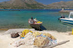 Agios Stefanos harbour, Tilos island, Dodecanese, Greece. Near Faros Taverna.